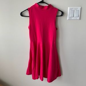 Pink Mock-Neck Fit & Flare Dress